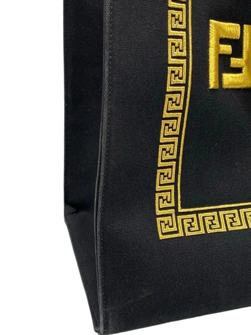 FENDI - 8BH395 Black Gold Canvas Tote Bag - Picture 10 of 15